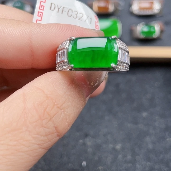 G***G银S925镶嵌戒指翡翠编号3271翡翠包邮没运费险