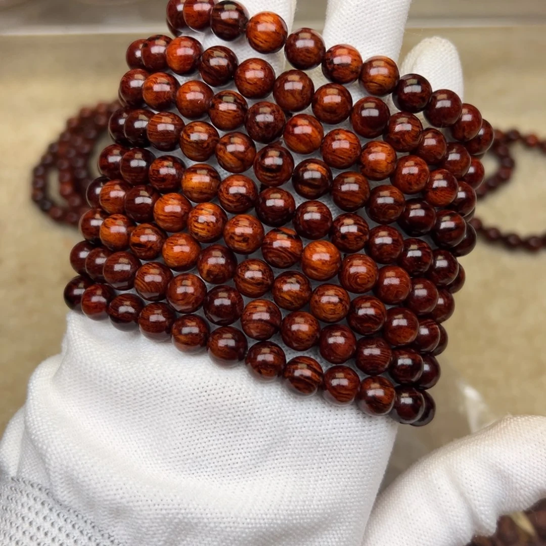 手串/手链花梨木类红降08圆珠满油单圈
