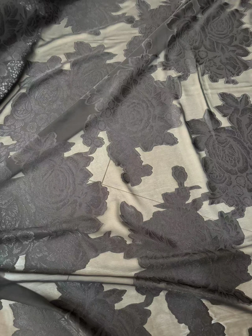 A001琉璃丝烧花雪纺中国风