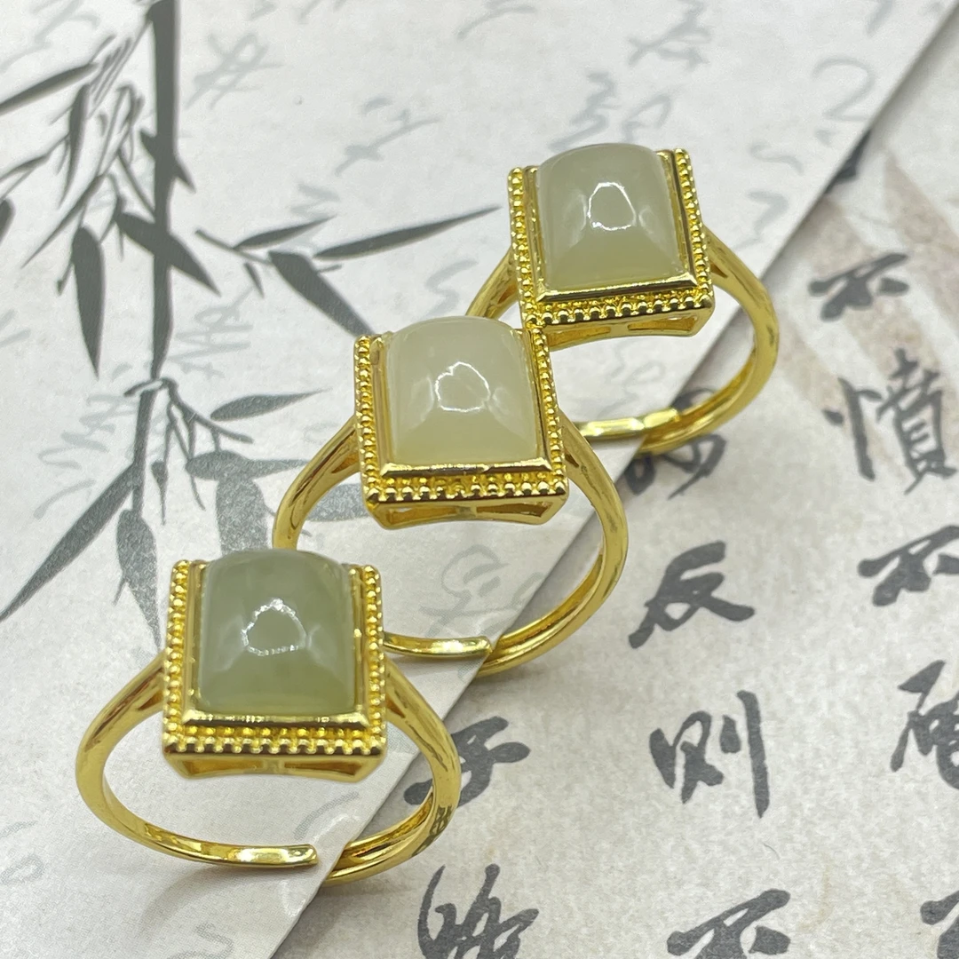 天然和田玉 小方戒镶嵌开口戒 多样性发货拍一发一 H221