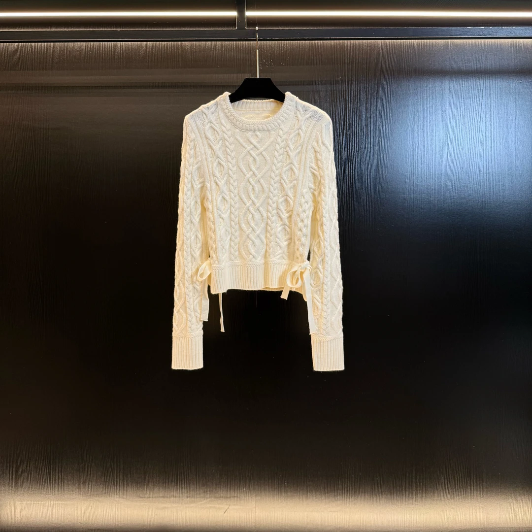 25早春系列新款高级感长袖针织衫套头系带气质设计女款·D1181