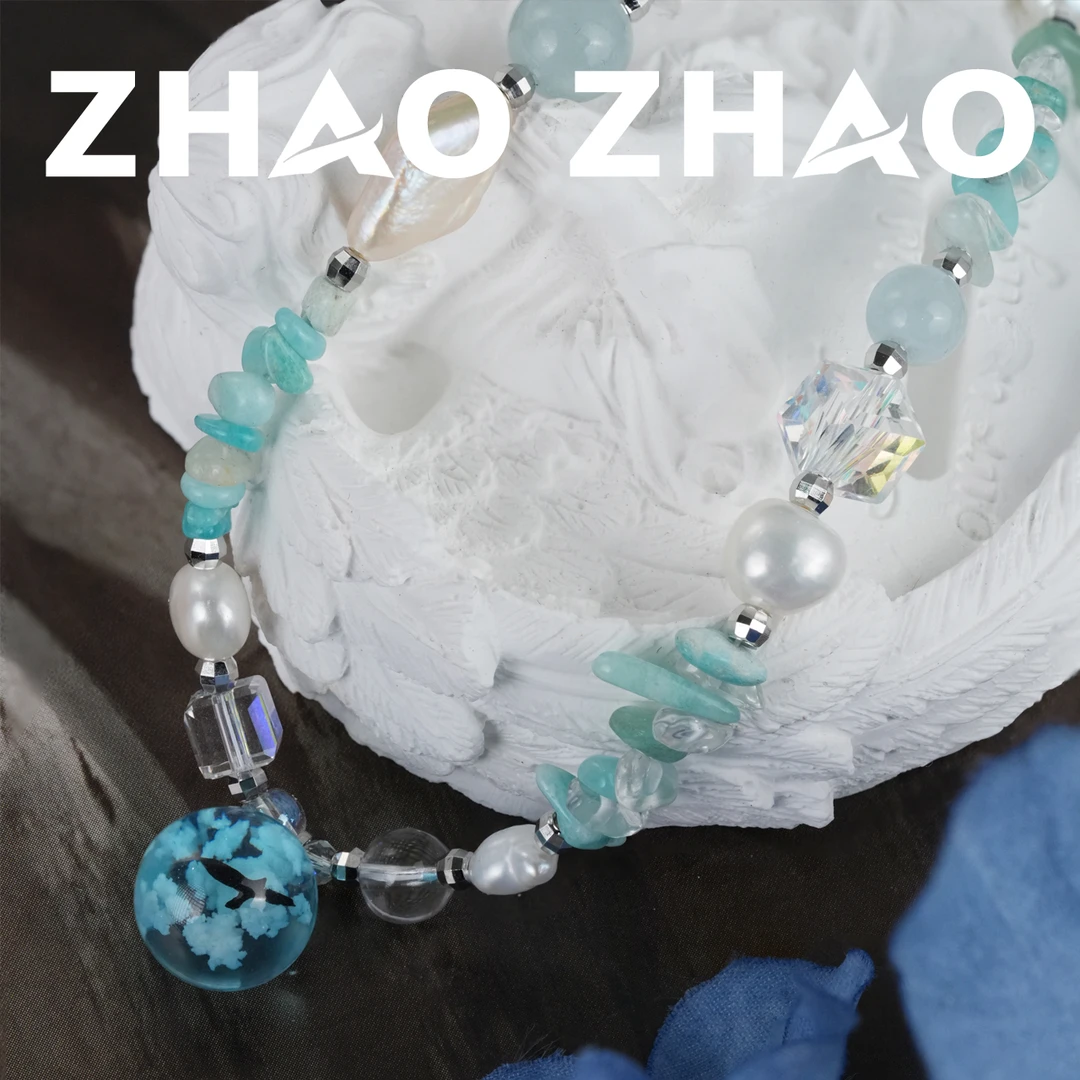 铜合金项链 「云燕穿梦」原创设计新款水晶球蓝天白云燕子小众项链