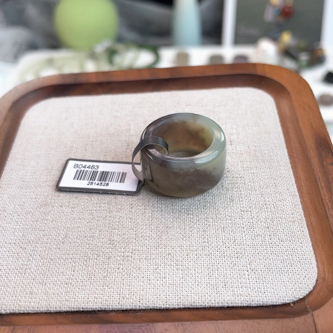 和田玉未镶嵌戒指U70紫飘花16.6不退换