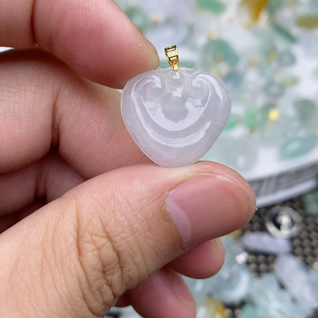 翡翠18K金镶嵌吊坠(不含链)如意头