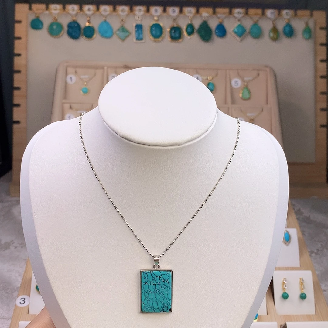 绿松石银S925镶嵌颈饰