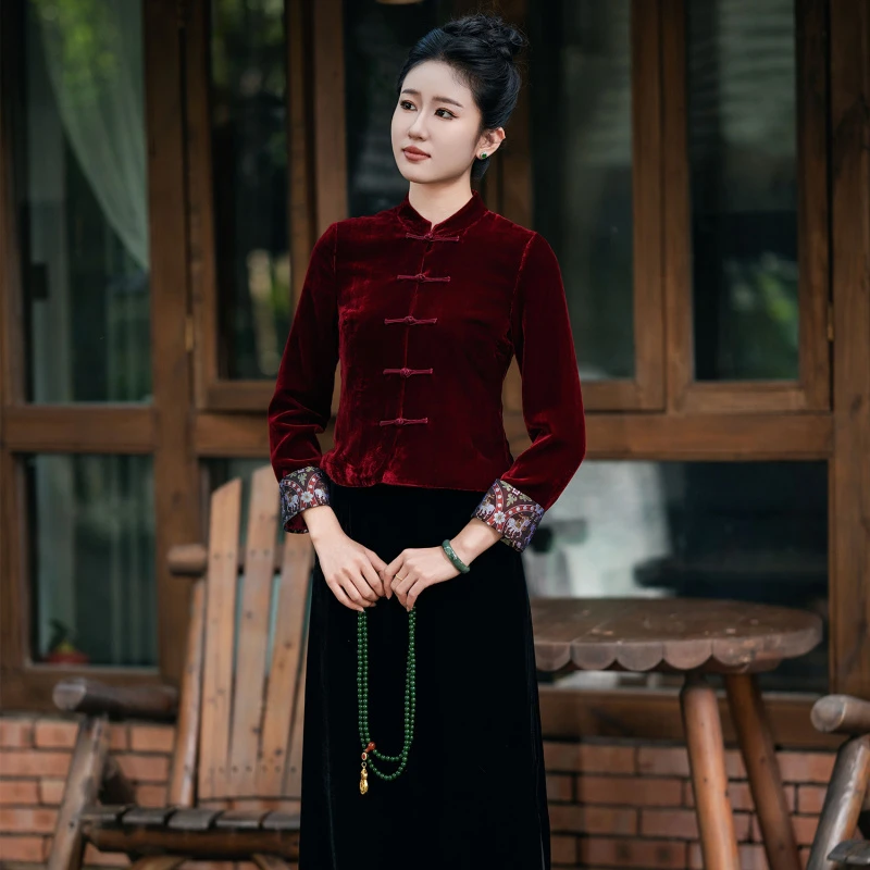 玉家人自制 | 勐虹.满分桑蚕丝丝绒改良傣族服装中国风新年款