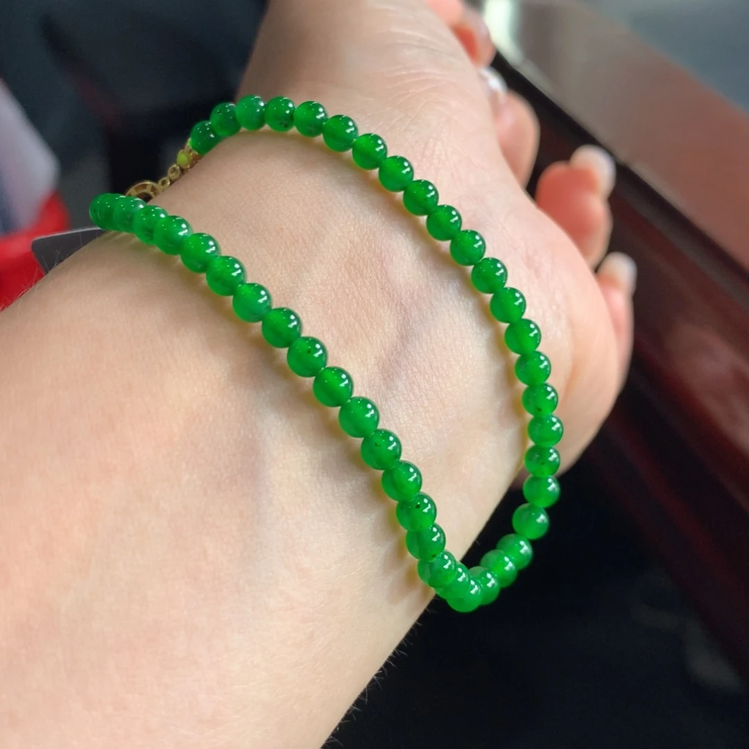 未镶嵌手链翡翠冰浓正阳绿卡3.8-4.3