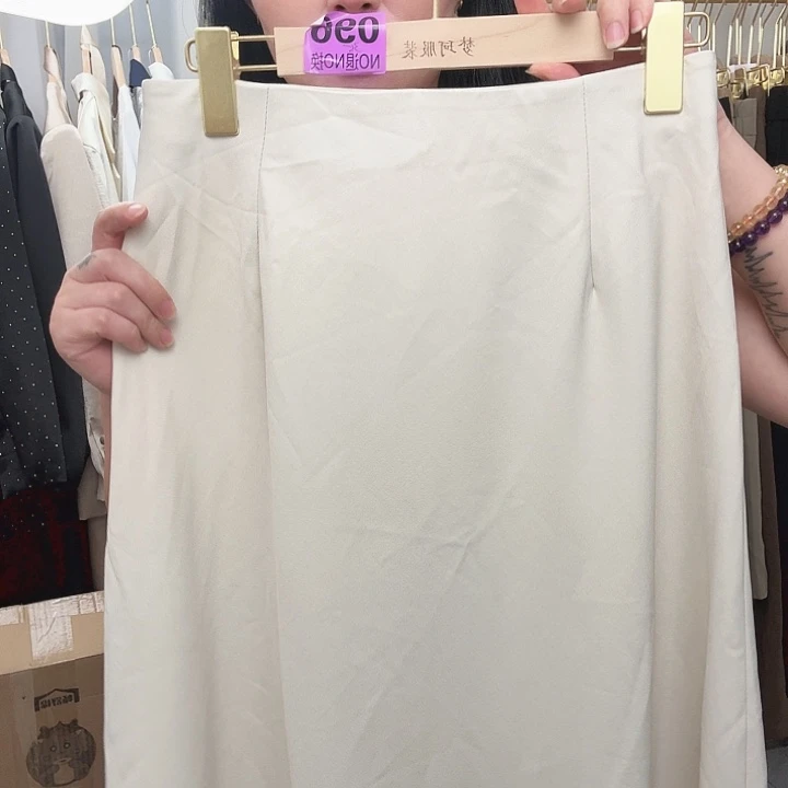 定制拉链米杏色半身裙秒杀423