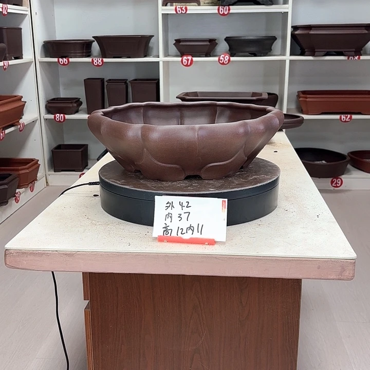 紫砂花盆连花小号