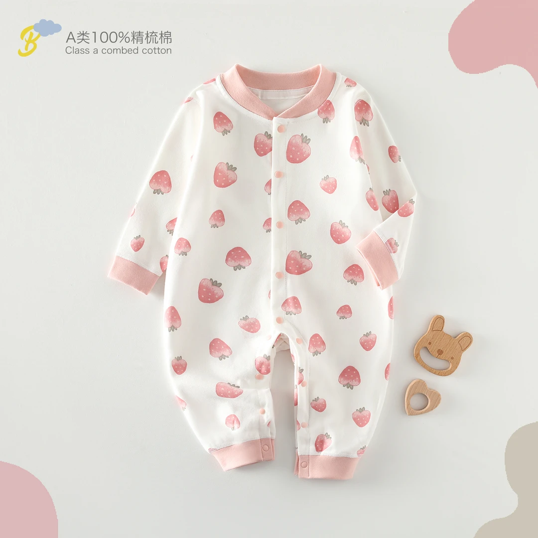 婴儿连体衣a类纯棉透气新生儿衣服婴幼儿衣服春秋四季款无骨哈衣