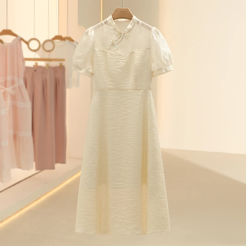 【四季青】改良版中式洋气天丝连衣裙2025夏季新款品牌女装