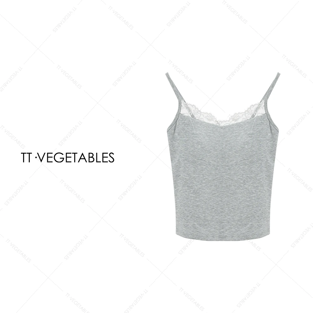 TT・VEGETABLES【序白】蕾丝边美背肩带带胸垫舒适背心512200