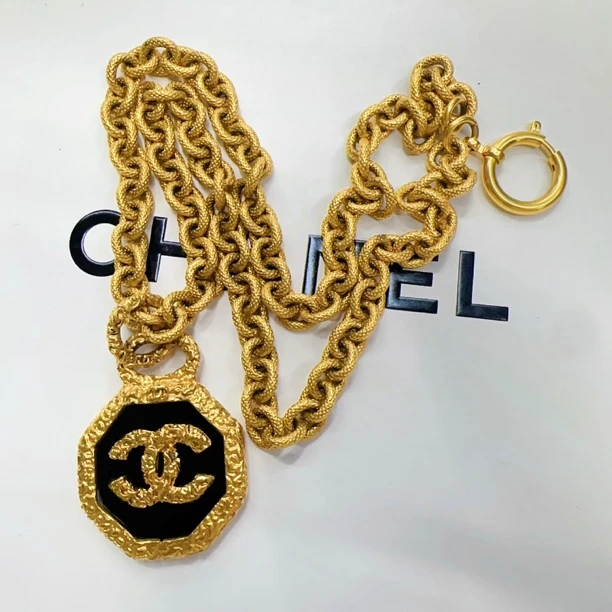 95新 Chanel/香奈儿 Chanel vintage香奈儿八角黑金熔岩项链