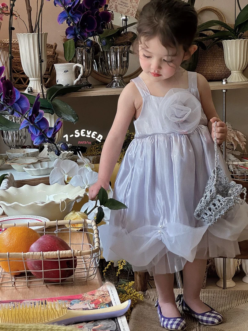 2025夏季新款女童公主玫瑰花重工连衣裙8862