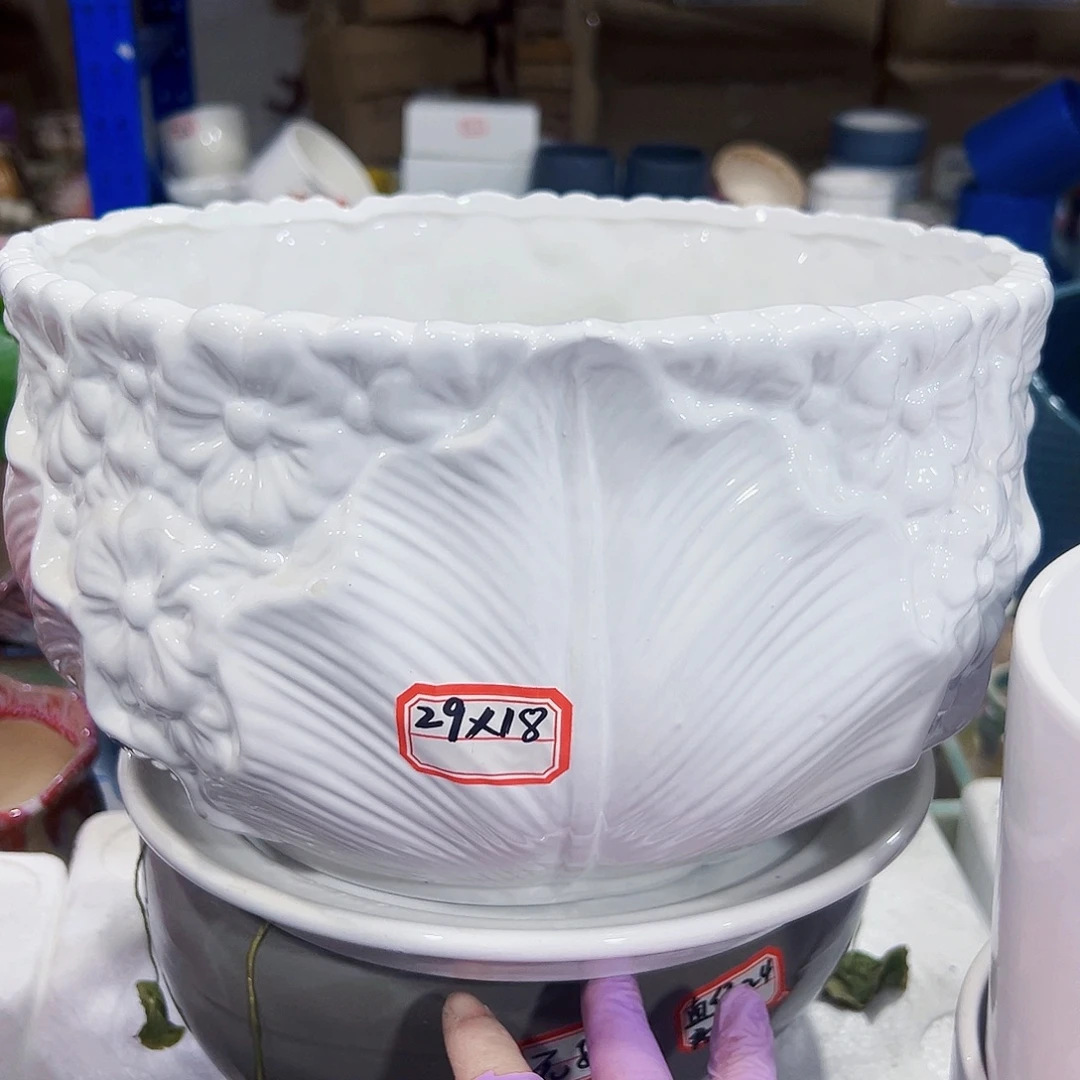 有孔外贸尾单陶瓷花盆凑单10米包邮