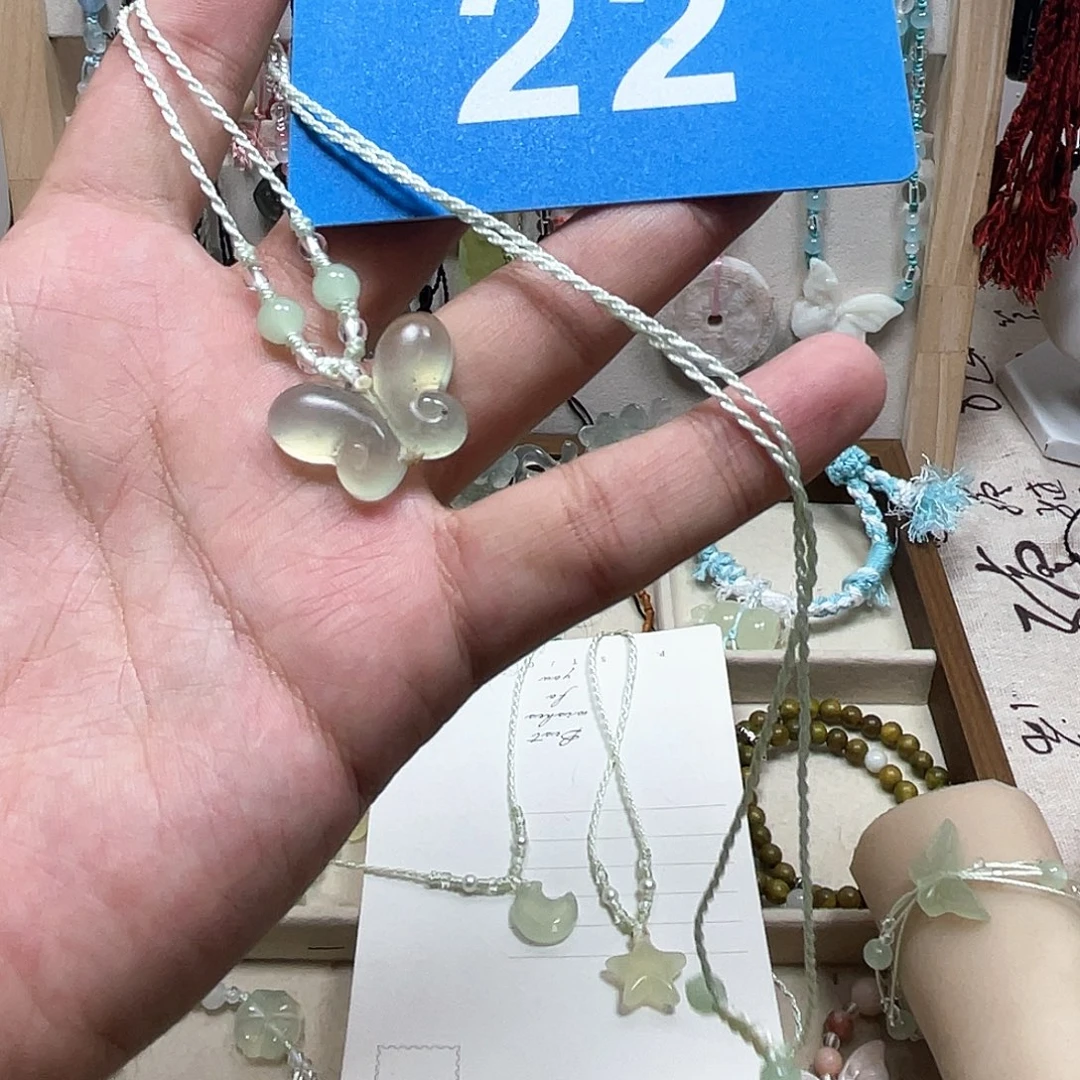 蛇纹石玉合金颈饰