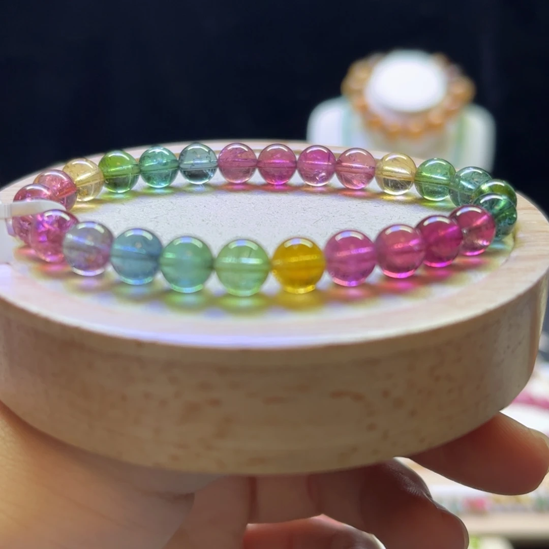 碧玺手链未镶嵌彩虹7.6mm