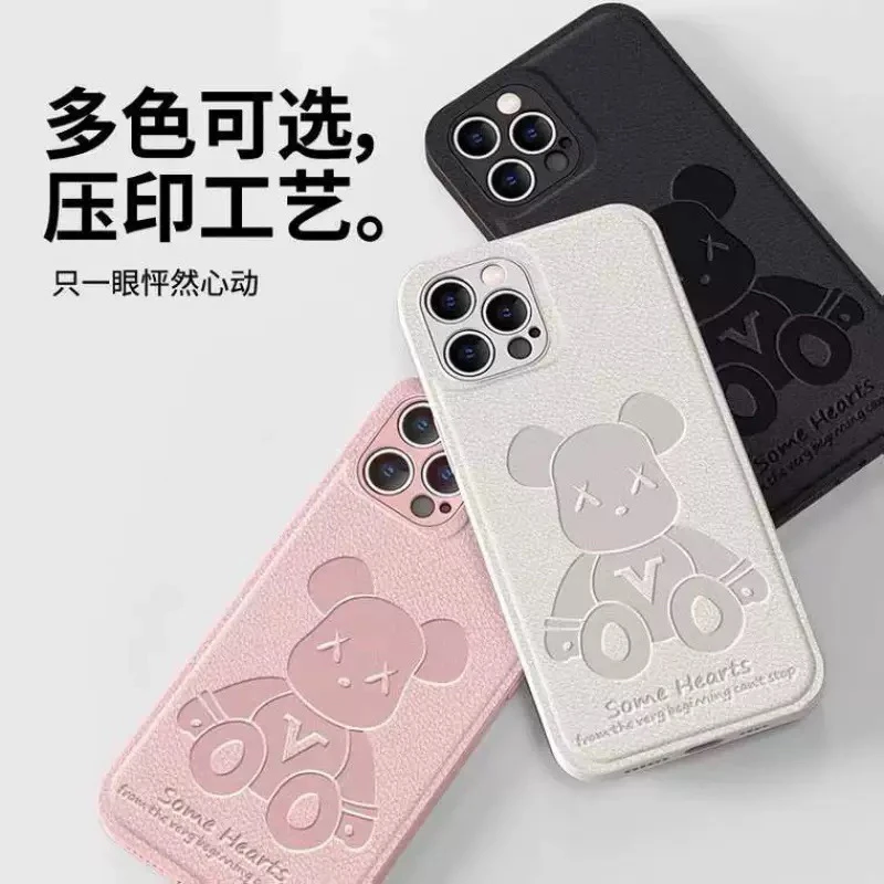 皮纹全包防摔硅胶苹果全系列手机壳可爱卡通风格保护套小熊暴力熊