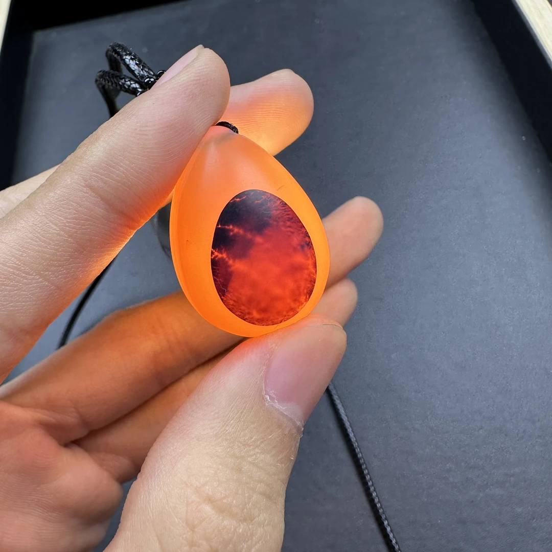 玖扬甄选-天然 原皮原色 原矿原料 象形 水滴眼中眼 玛瑙项链