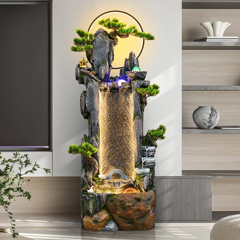 7225假山喷泉流水摆件循环水水幕墙生财风水轮流转中式景观装饰