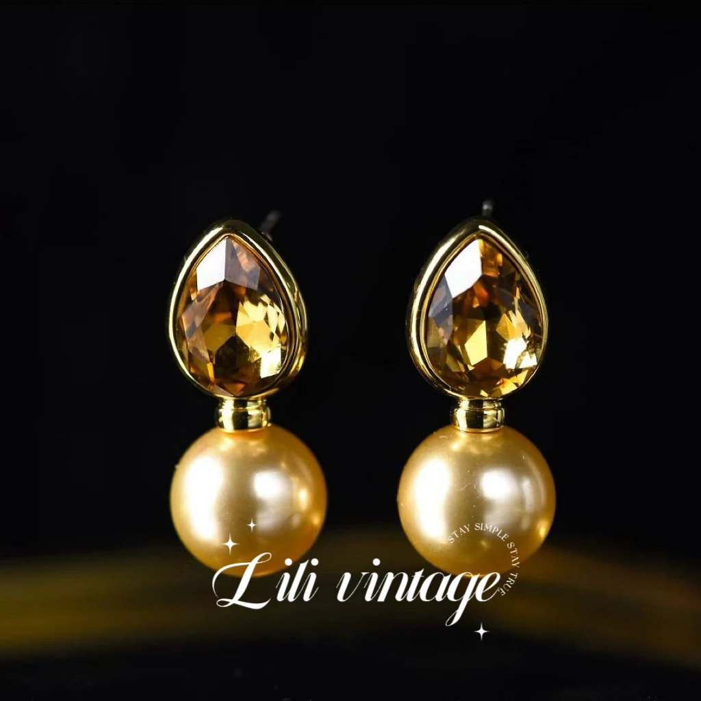 铜合金玻璃耳饰 696珍藏美丽从来不缺席色，中古复古vintage