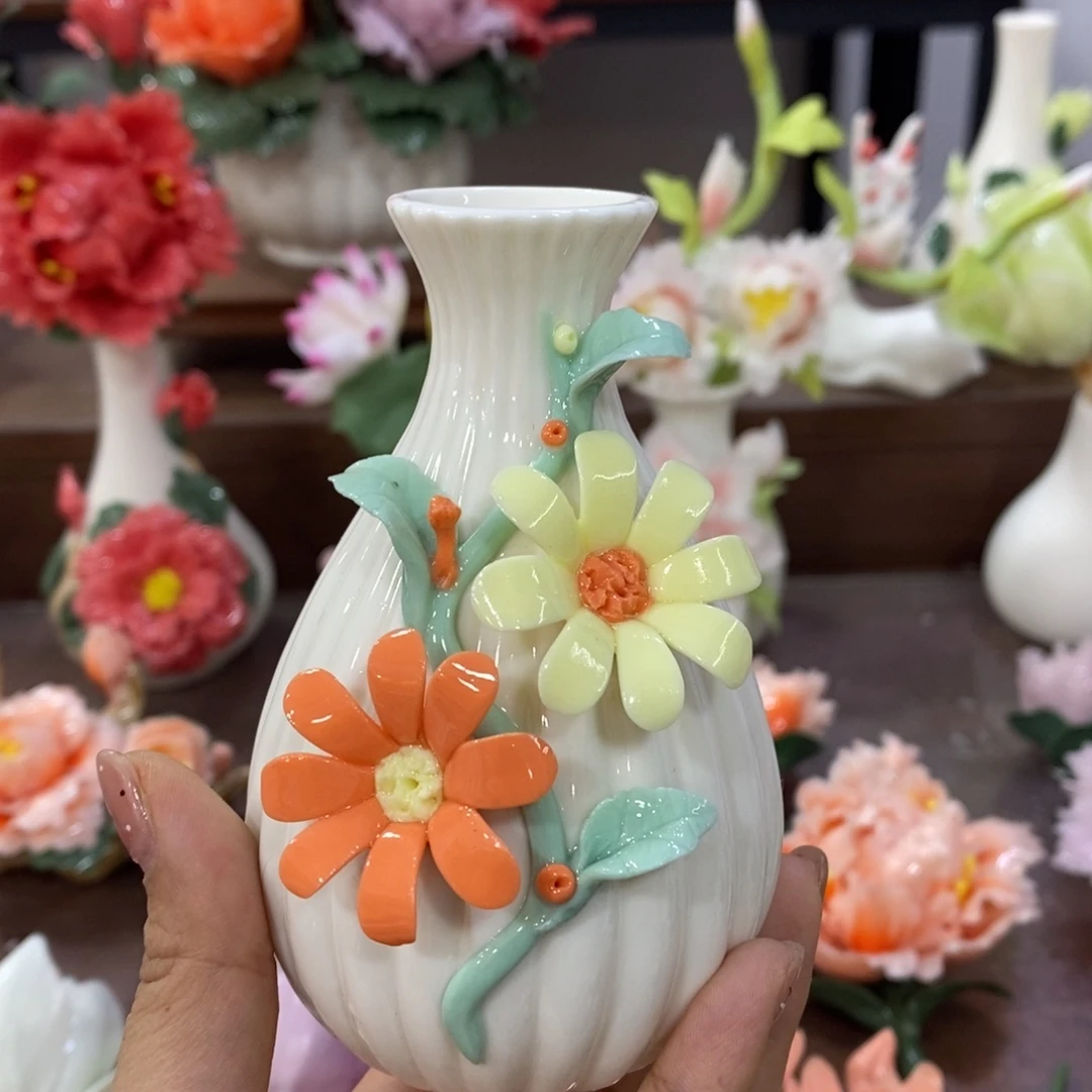 瓷片陶瓷手工花摆件