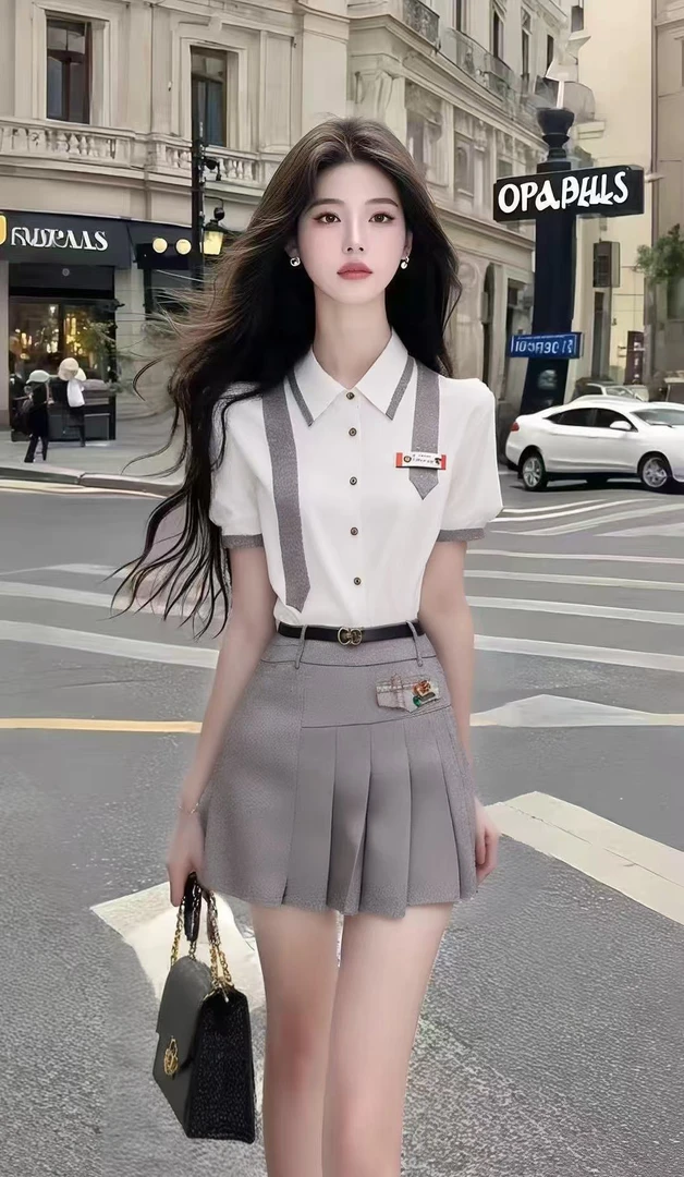 学院风小众白色纯欲上衣设计感修身短款甜美小清新夏季个性氛围感