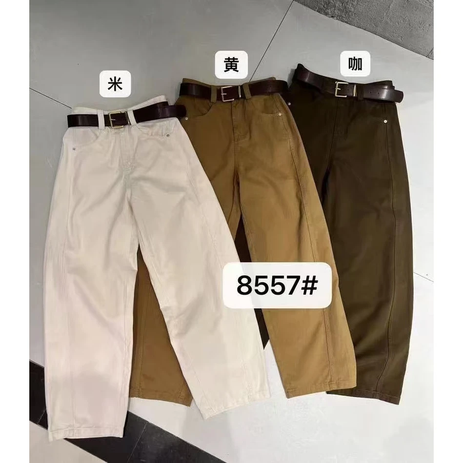 宽松休闲弯刀牛仔裤8557