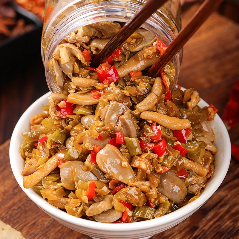 小味儿酸辣鸡杂220g鸡胗鸡肠饭扫光下饭菜拌饭酱即食拌面瓶装