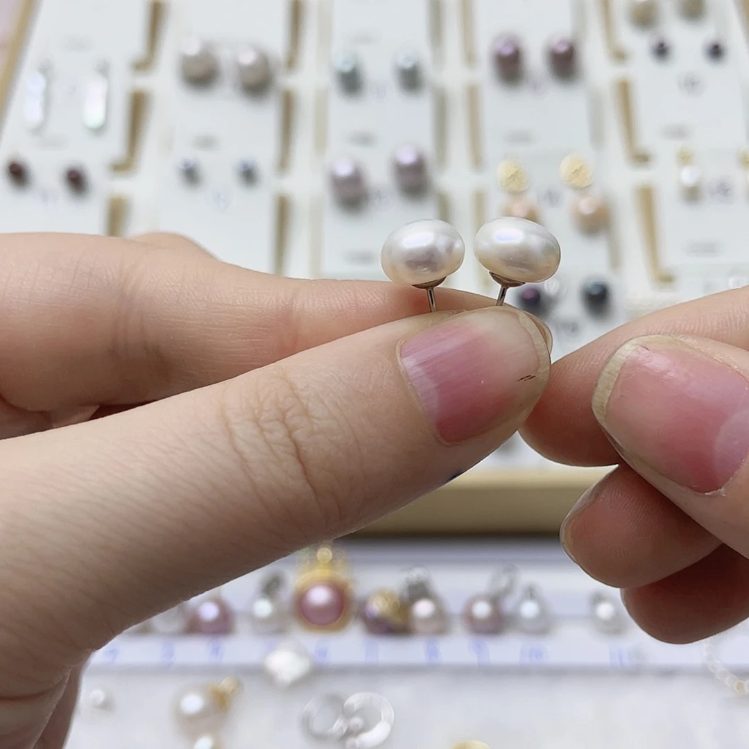 利****耳饰淡水珍珠银S925镶嵌