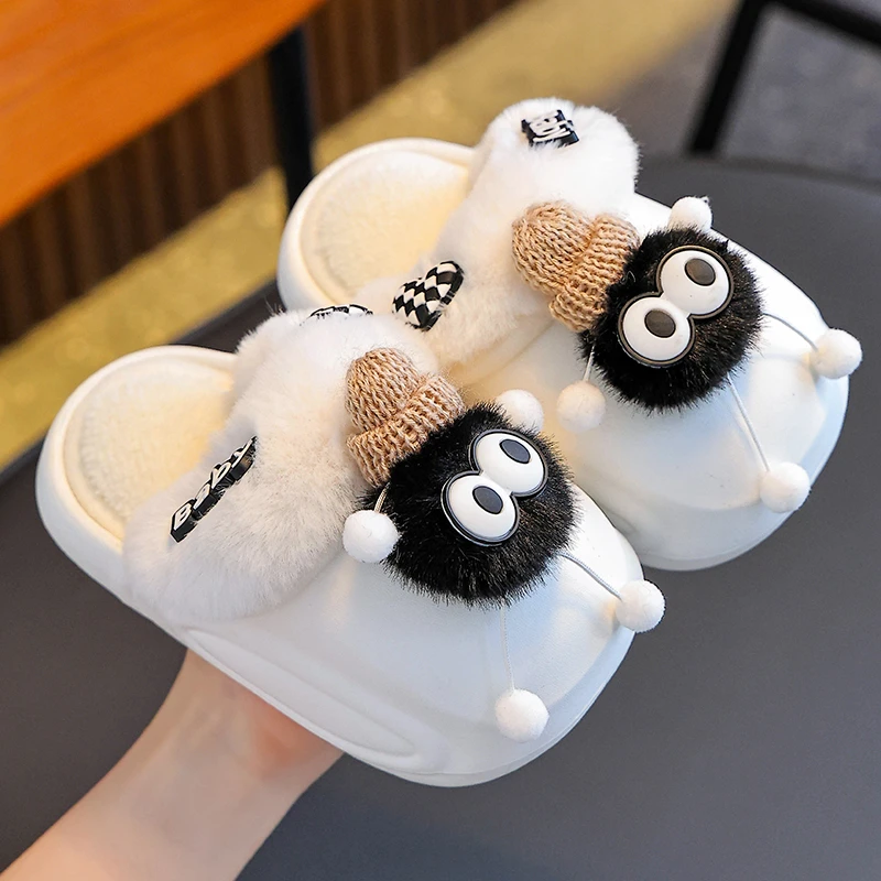 秋冬季儿童棉拖鞋男女童保暖加绒EVA防水可拆卸棉套亲子包跟棉鞋