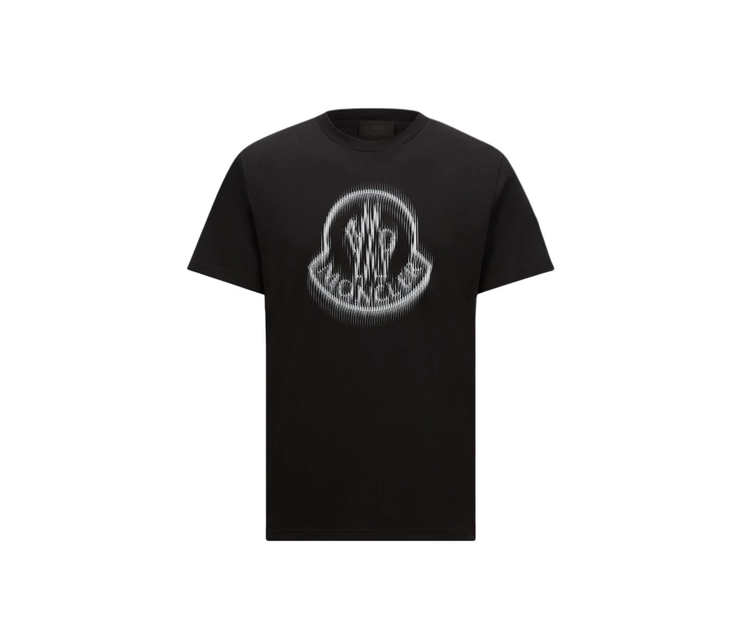 全新未使用 Moncler蒙口 25新款模糊logo黑色圆领短袖