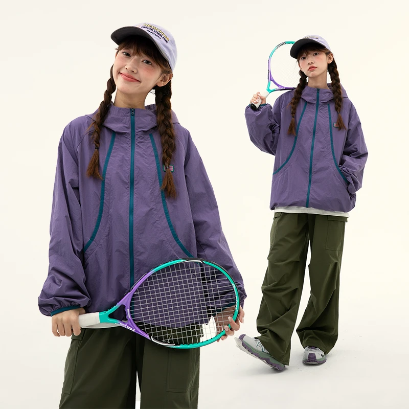 初中生2025秋季新款撞色拼接户外轻薄防风外套C25AW0041D