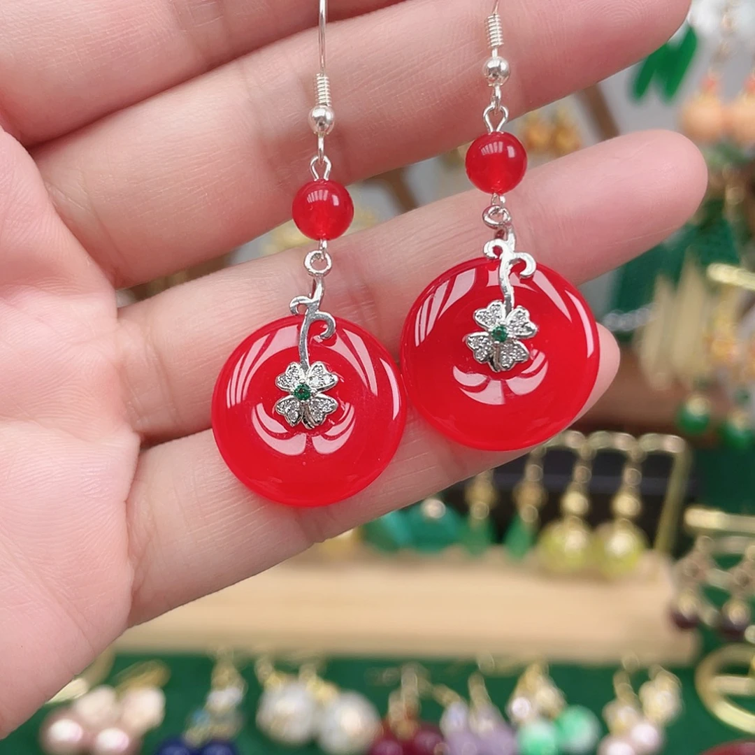 玛瑙/玉髓合金耳饰