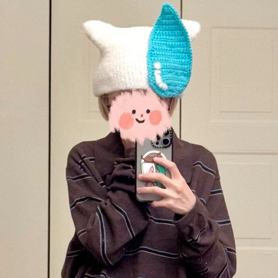 精神状态无语帽子愤怒发箍毛线diy钩织材料包针织显脸小车用品