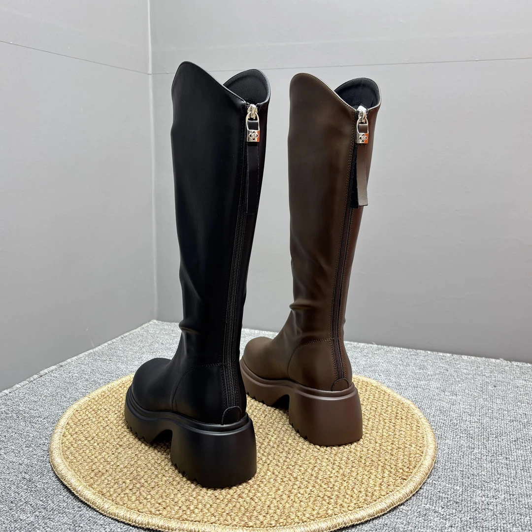 秋冬新品超轻厚底6.5cm显瘦保暖长筒靴骑士靴不过膝长靴不掉筒