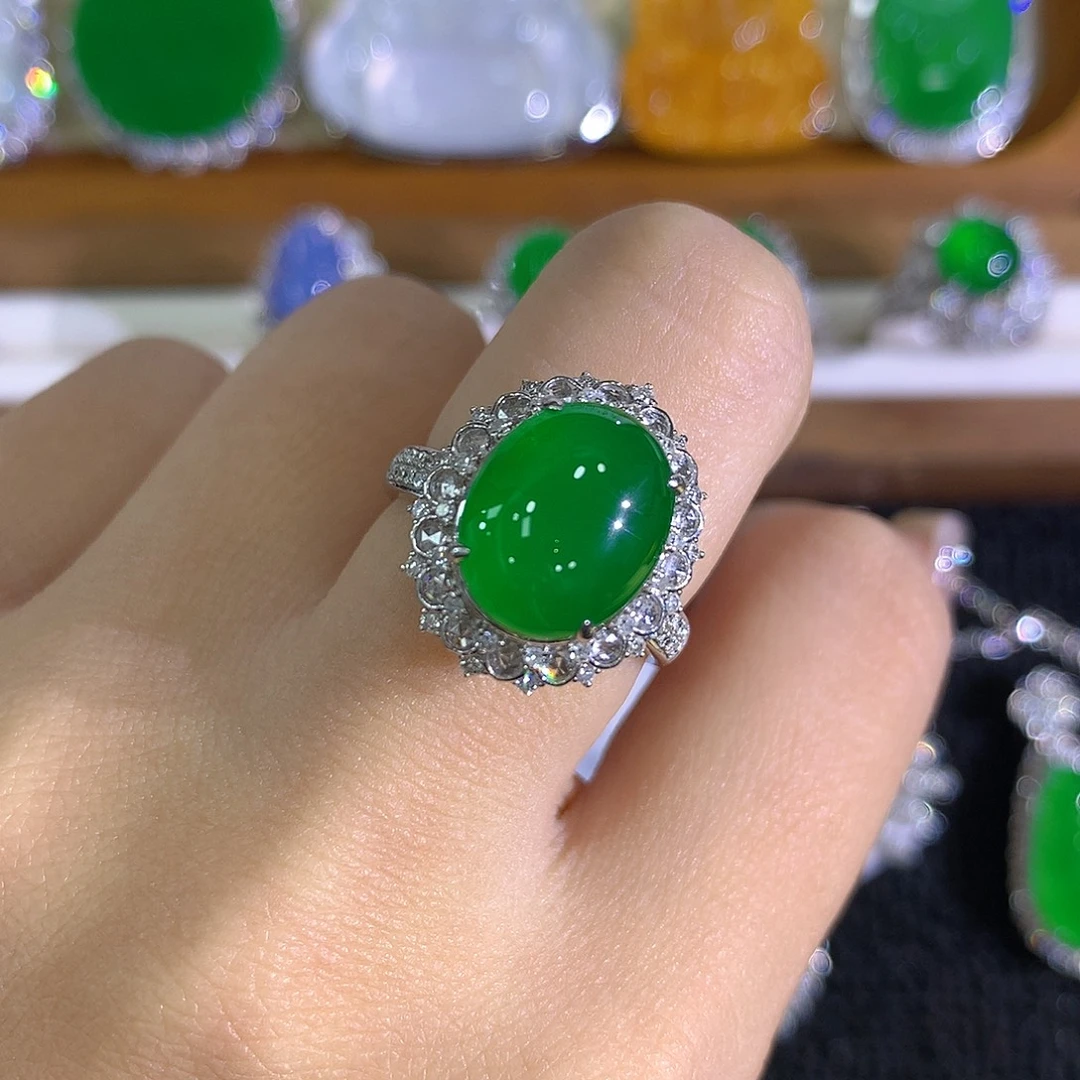 翡翠18K金镶嵌戒指两用款