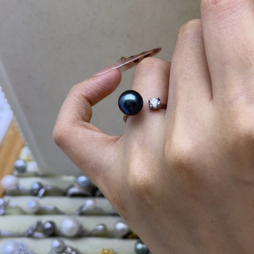 海水珍珠银S925镶嵌戒圈