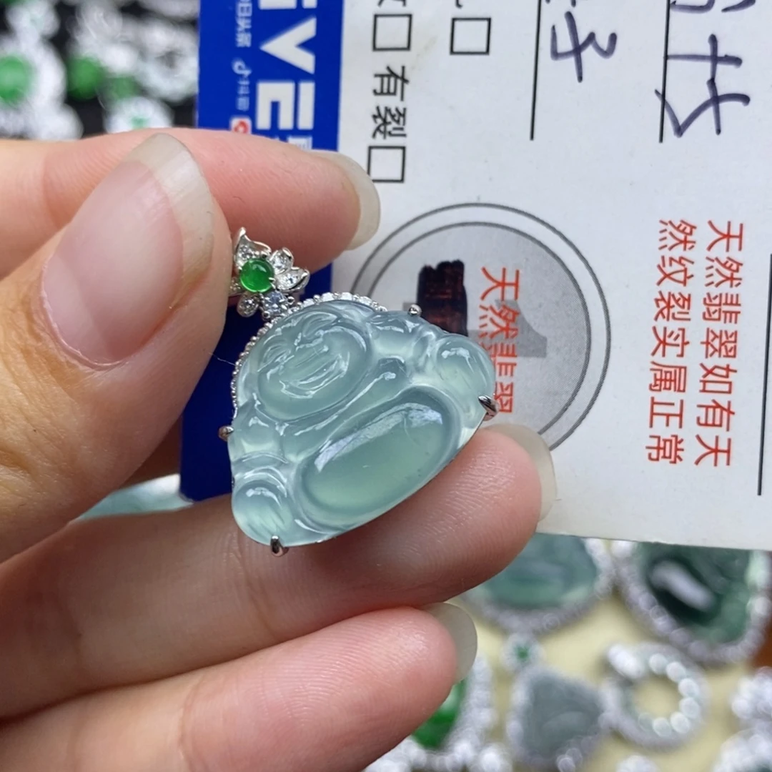 翡翠银S925镶嵌颈饰天然