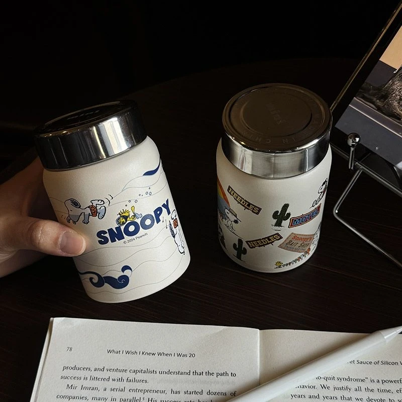 史努比陶瓷内胆保温杯女生高颜值水杯学生可爱便携迷你小巧杯子3