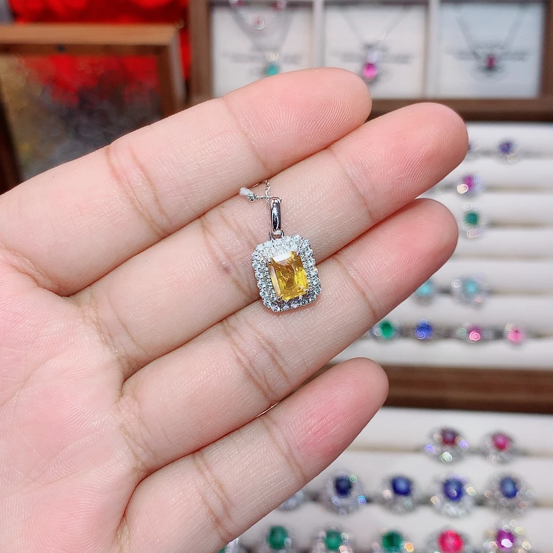 18K金镶嵌吊坠彩色蓝宝石1.84ct/七天无理由