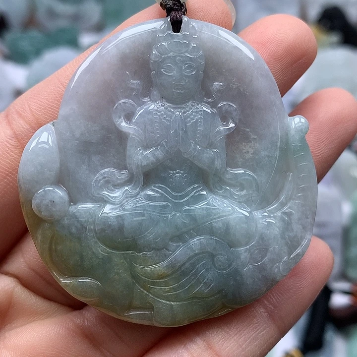 翡翠未镶嵌颈饰普贤菩萨福利多彩颜色福利