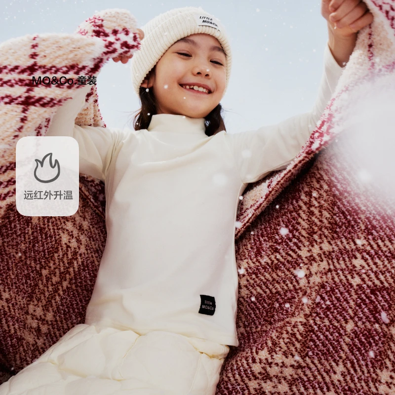 littlemoco童装冬装新款男女童蓄热半高领修身T恤#KBD4TEET03