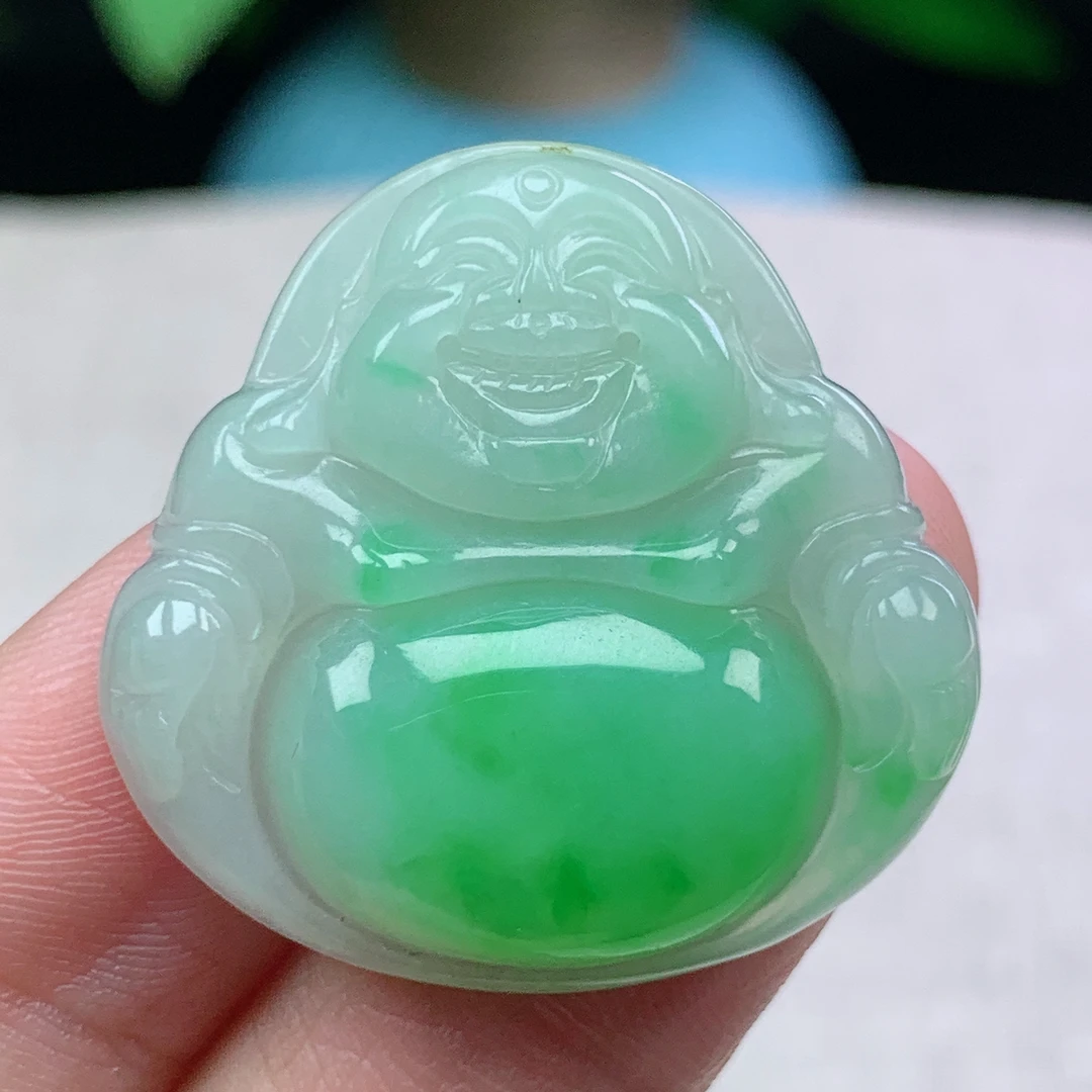 l缅甸天然翡翠A货29.5-30.5-5.4玉石飘阳绿佛公吊坠礼物时尚气质