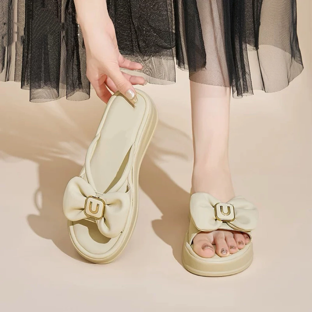 沙滩拖鞋女鞋2006夏季新款时尚休闲外穿坡跟中跟圆头套脚