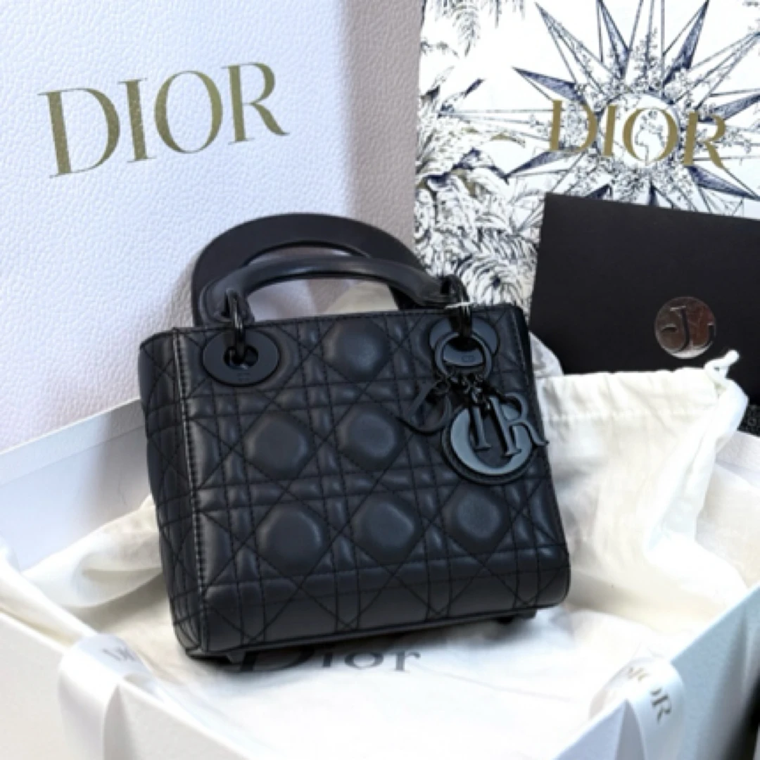 95新 DIOR/迪奥 戴妃 三格 磨砂黑 20年/JW0636