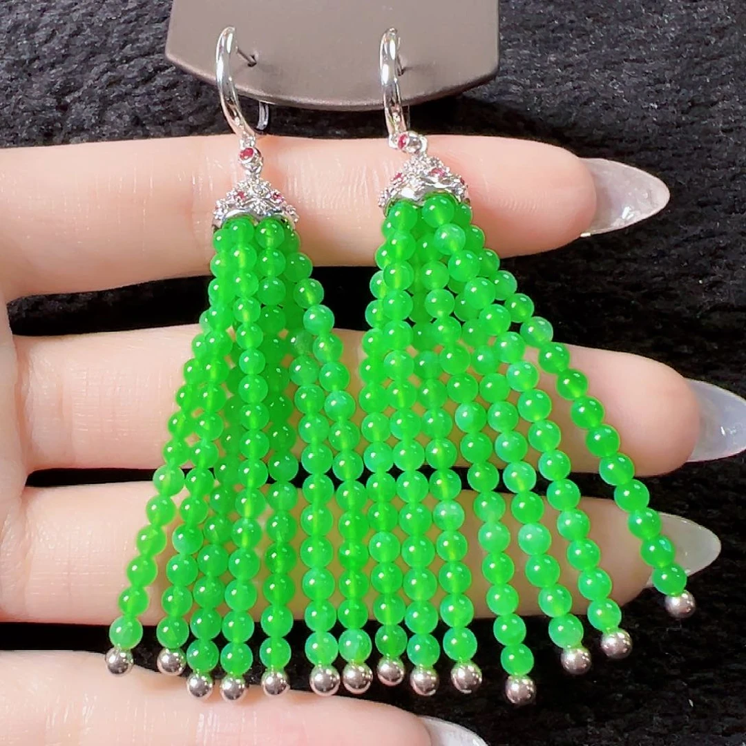 翡翠耳饰18K金镶嵌签收后24小时鉴赏期，过时不退