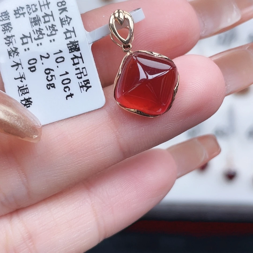 吊坠(不含链)18K金镶嵌石榴石