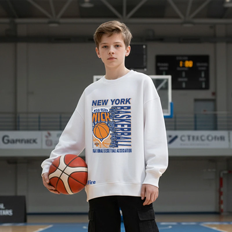 NBA联名款SOFTFIRE 男童春秋季卫衣青少年宽松百搭衣服女童长袖T