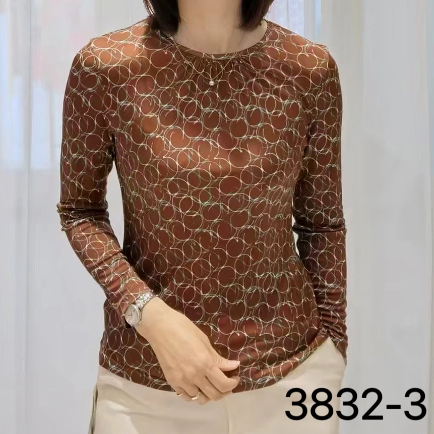 润泽丝绸 针织圆领上衣